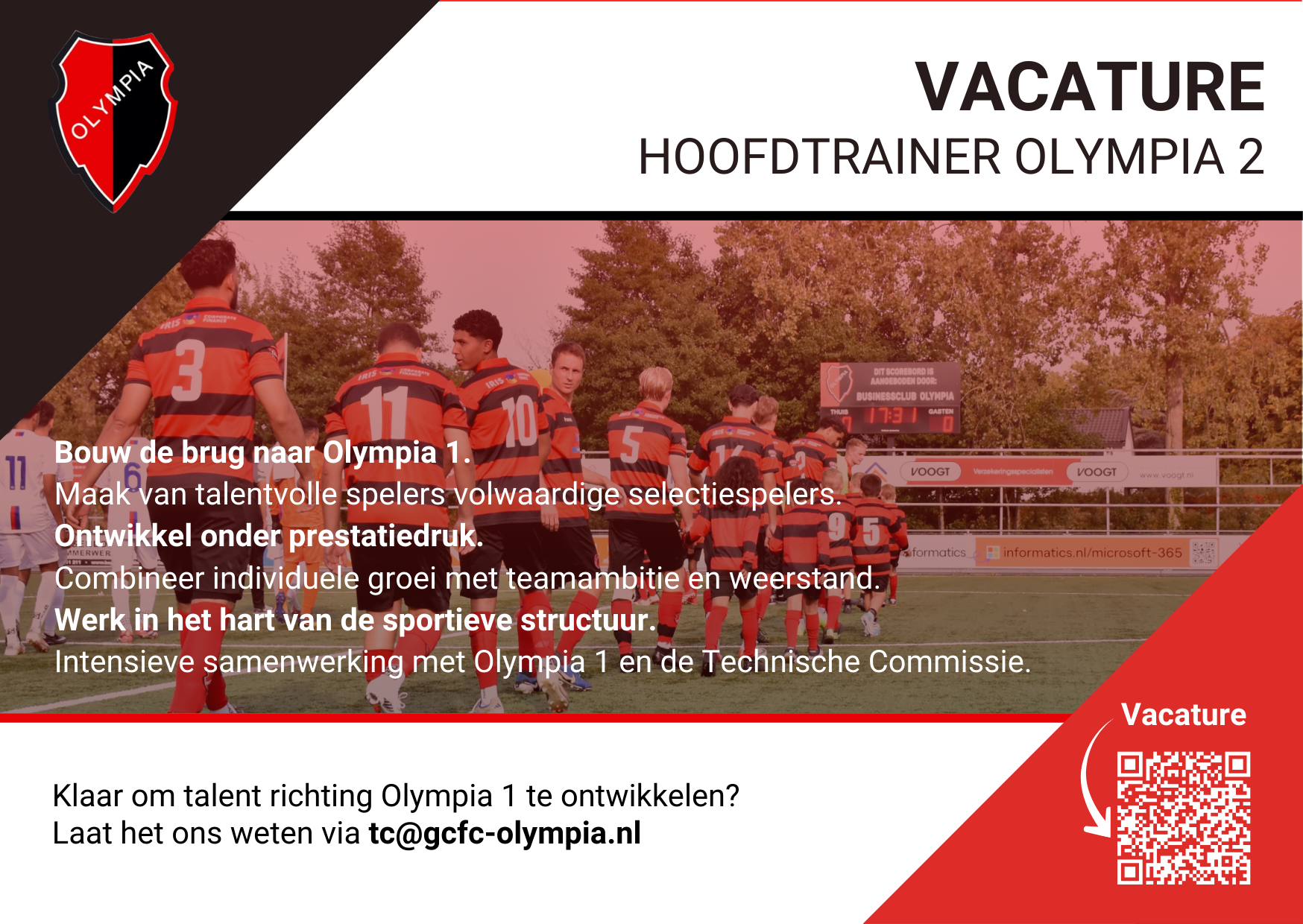 Vacature: Hoofdtrainer Olympia 2 (Jong Olympia)