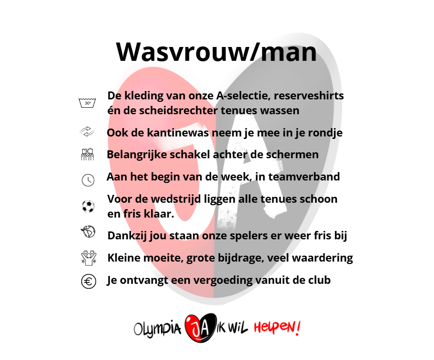 Vacature: Olympia zoekt een wasvrouw/-man!