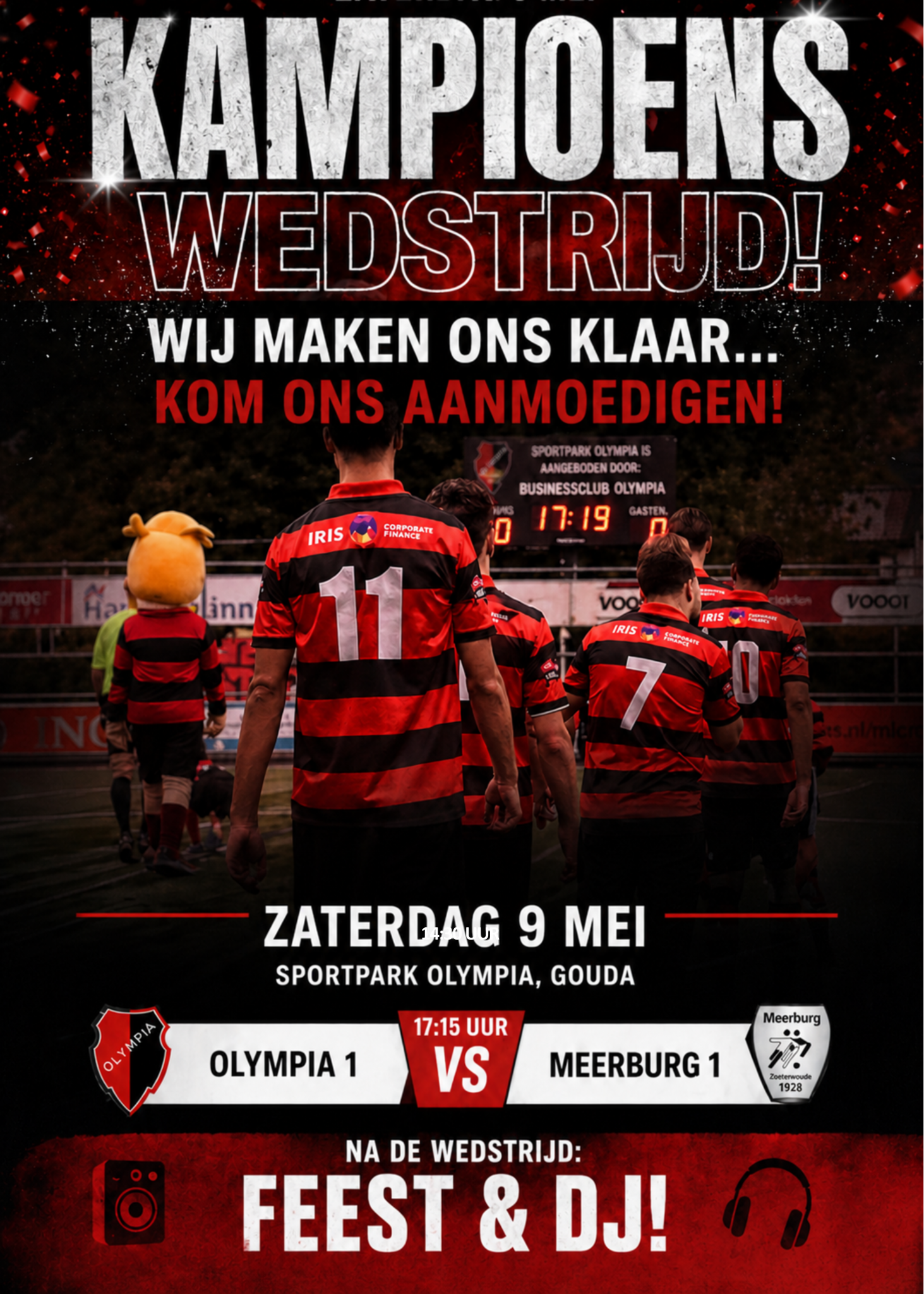Support Olympia naar het kampioenschap op 9 mei!