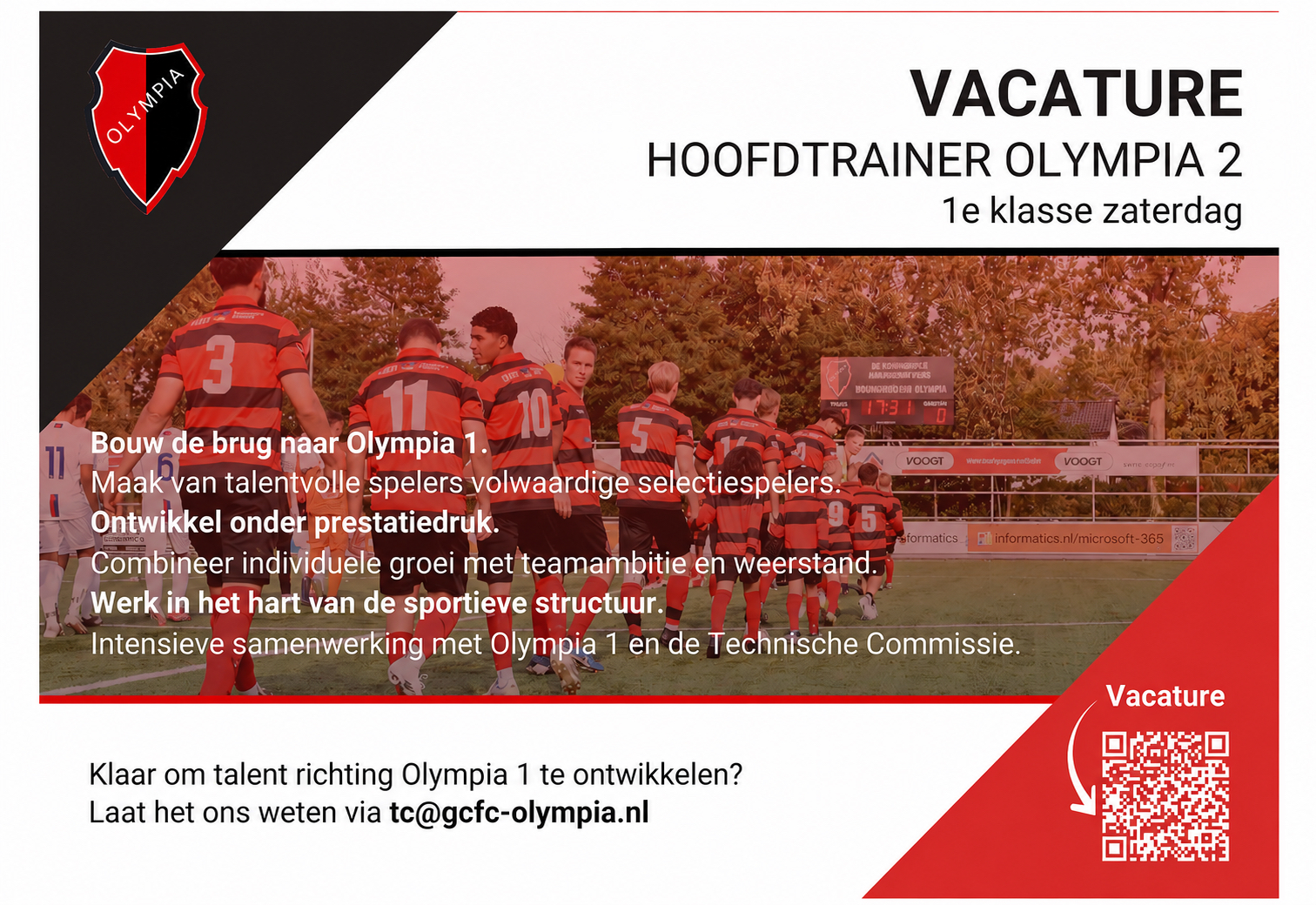 Vacature: Hoofdtrainer GCFC-Olympia 2
