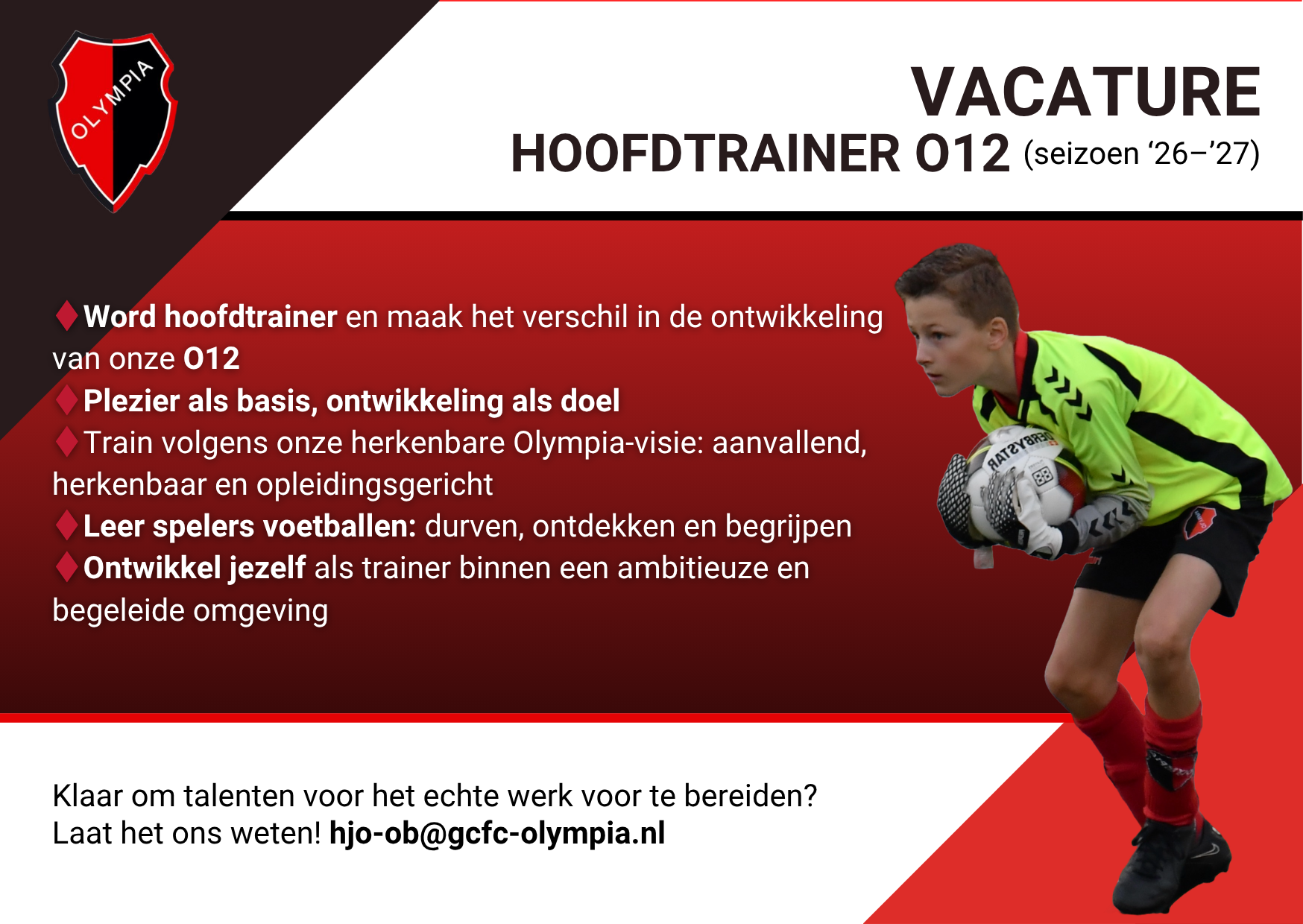 Vacature: Hoofdtrainer O12 seizoen 2026/2027