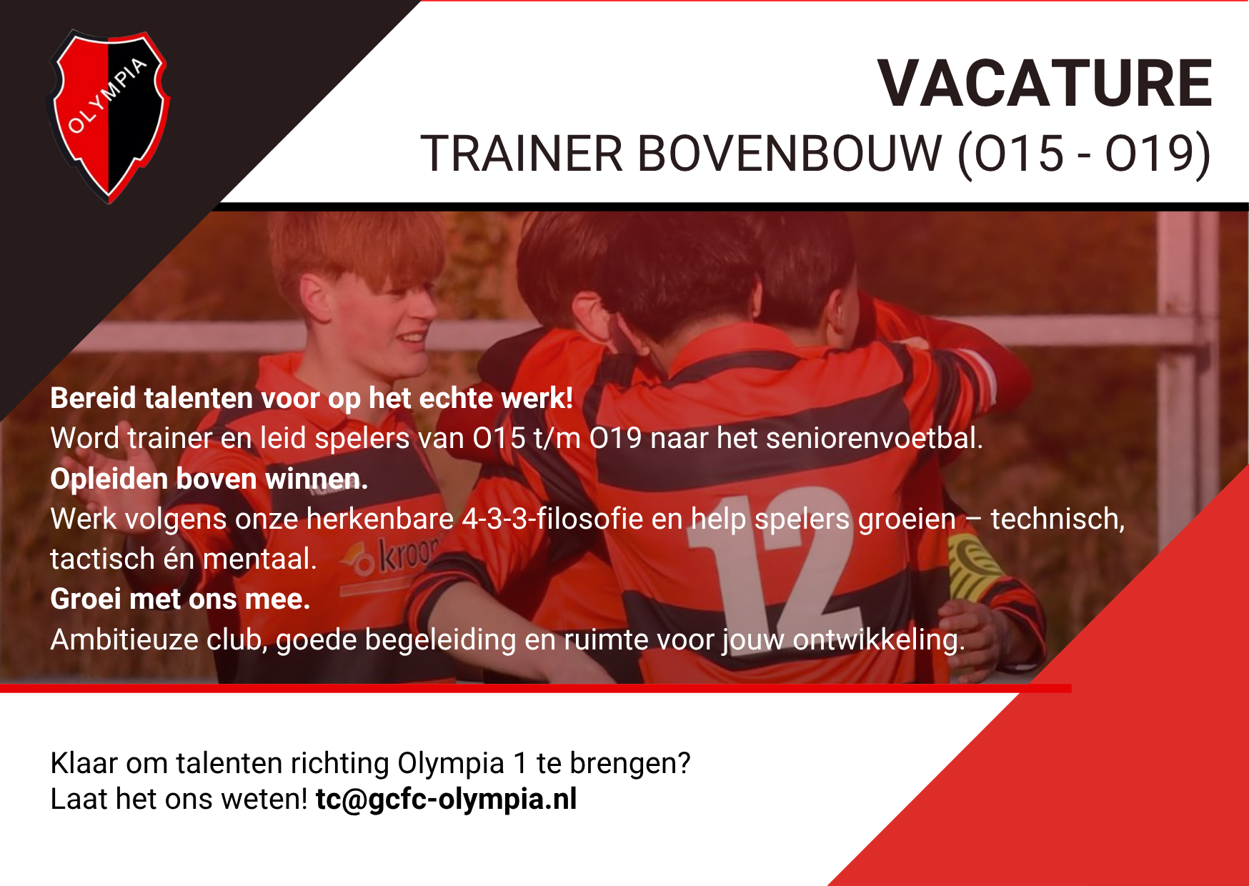 Vacature: Trainer Bovenbouw GC & FC Olympia